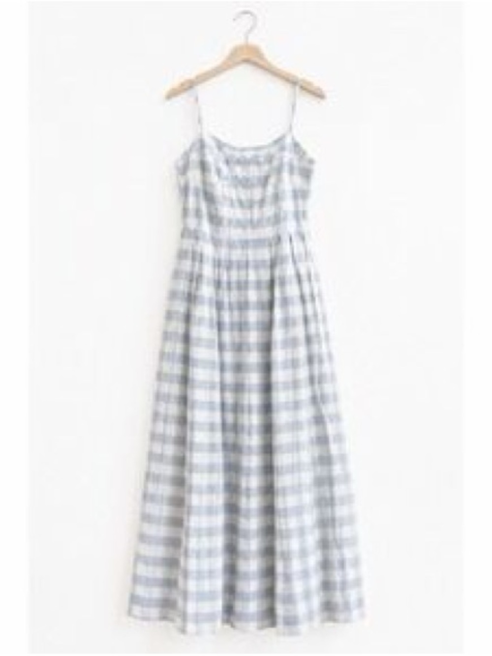 🌷🌷🌷 Caroline Constas Blue White Shadow Check Cotton Pleated Maxi SunDress size L - Picture 2 of 11
